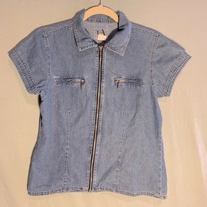 VINTAGE LA BLUE JEANS ZIP UP TOP